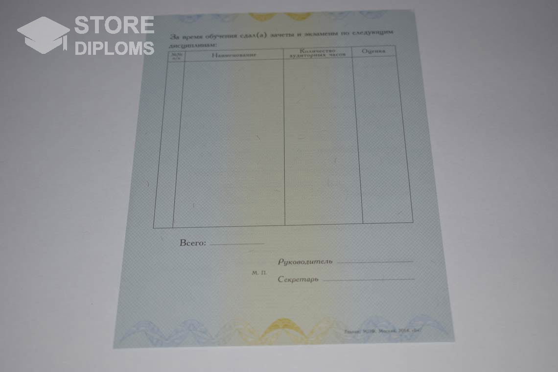 Приложение к Диплому о Переподготовке период выдачи 2014-2025  Калининград
